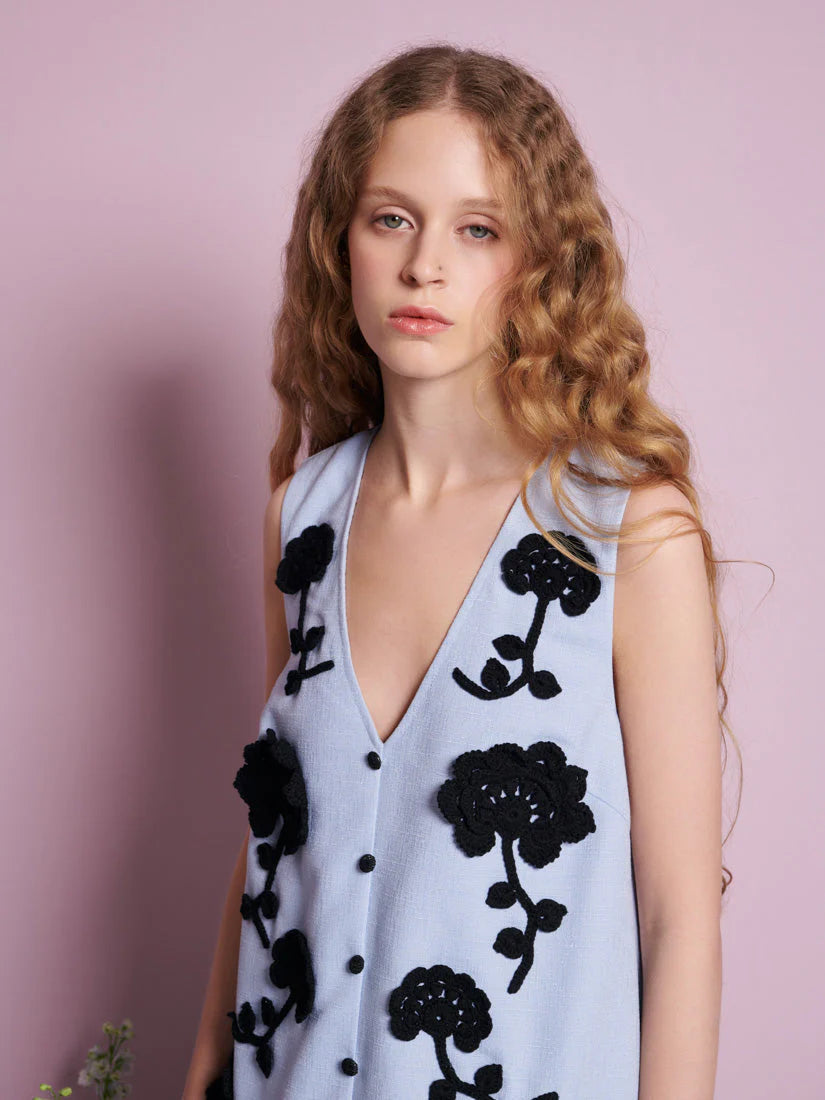 Dorie Crochet Floral Mini haljina