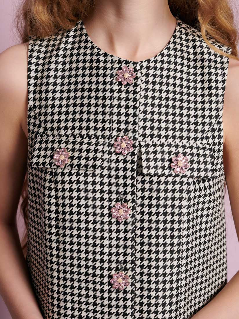 Petal Houndstooth mini haljina