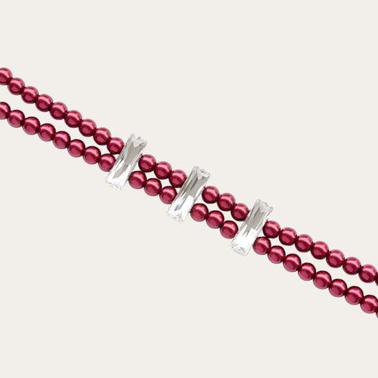 Choker ogrlica Ruby sa crvenim akcentom i detaljima od mesinga sa pozlatom - Neguj se