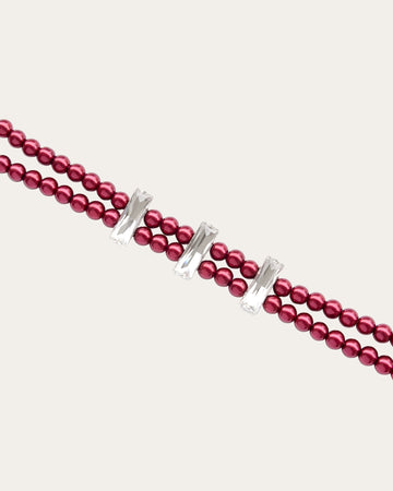 Choker ogrlica Ruby sa crvenim akcentom i detaljima od mesinga sa pozlatom - Neguj se