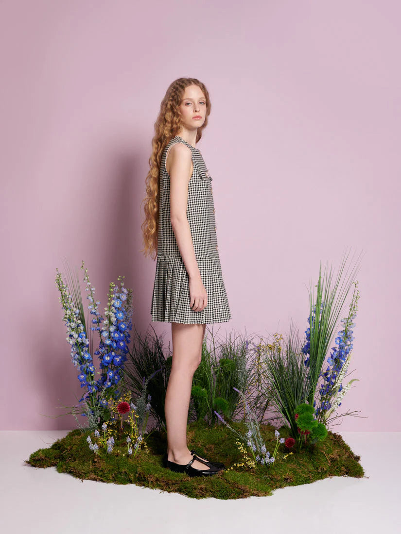 Petal Houndstooth mini haljina