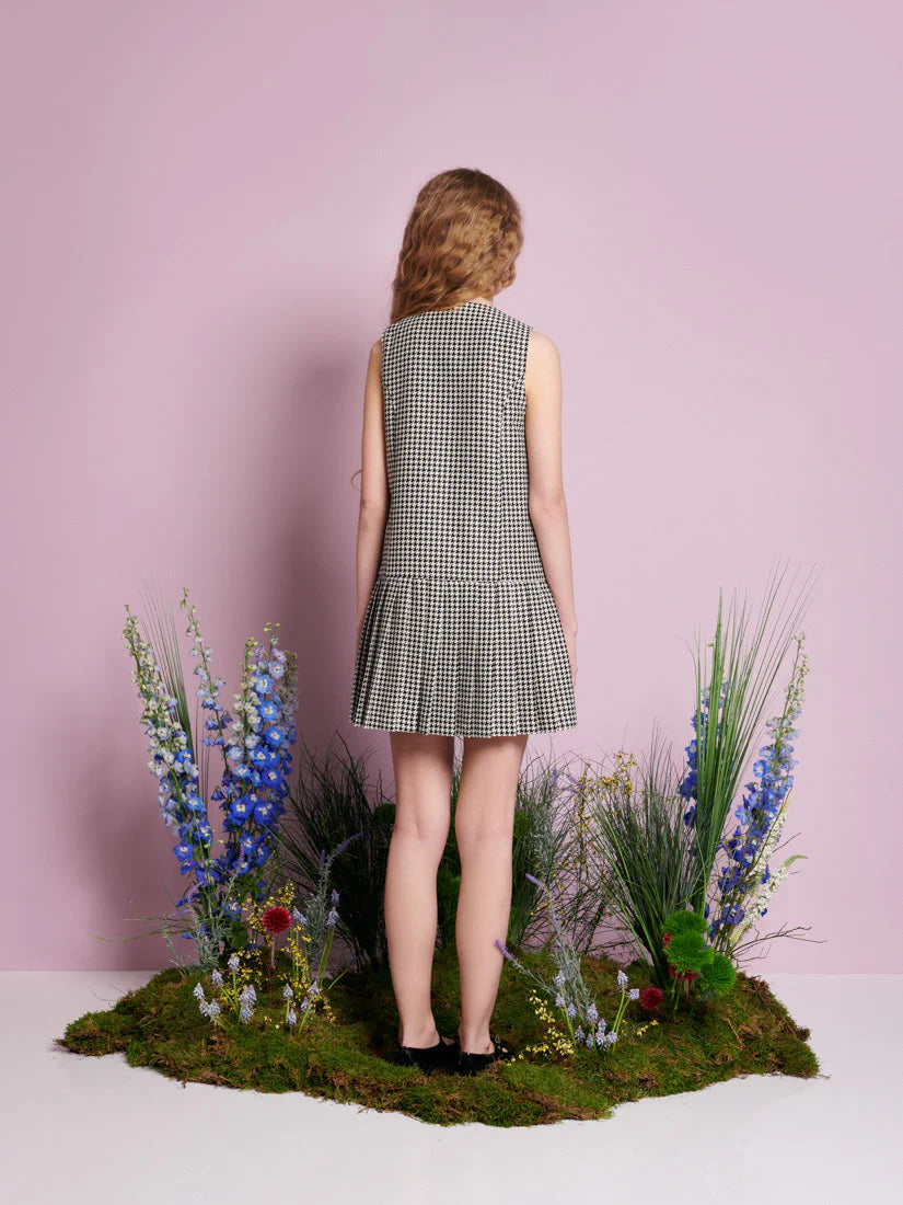 Petal Houndstooth mini haljina